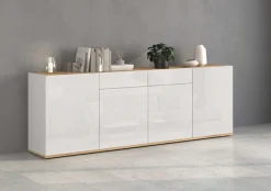 OTTO home Sideboard »GARDA, Kommode, Schrank, untere Türen mit Push-to-Open, Made in Italy« 1 Stk. tlg. Hochglanzlackierte Fronten, 4 Türen, 2 Schubladen, grifflos, B 200 cm