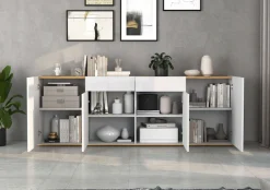 OTTO home Sideboard »GARDA, Kommode, Schrank, untere Türen mit Push-to-Open, Made in Italy« 1 Stk. tlg. Hochglanzlackierte Fronten, 4 Türen, 2 Schubladen, grifflos, B 200 cm