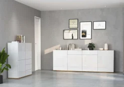 OTTO home Sideboard »GARDA, Kommode, Schrank, untere Türen mit Push-to-Open, Made in Italy« 1 Stk. tlg. Hochglanzlackierte Fronten, 4 Türen, 2 Schubladen, grifflos, B 200 cm