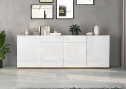 OTTO home Sideboard »GARDA, Kommode, Schrank, untere Türen mit Push-to-Open, Made in Italy« 1 Stk. tlg. Hochglanzlackierte Fronten, 4 Türen, 2 Schubladen, grifflos, B 200 cm
