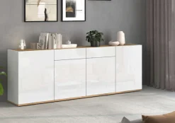 OTTO home Sideboard »GARDA, Kommode, Schrank, untere Türen mit Push-to-Open, Made in Italy« 1 Stk. tlg. Hochglanzlackierte Fronten, 4 Türen, 2 Schubladen, grifflos, B 200 cm
