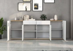 OTTO home Sideboard »GARDA, Kommode, Schrank, untere Türen mit Push-to-Open, Made in Italy« 1 Stk. tlg. Hochglanzlackierte Fronten, 4 Türen, 2 Schubladen, grifflos, B 200 cm