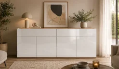 OTTO home Sideboard »Garda Kommode, Schrank, 4 Türen mit Push-to-Open, Made in Italy« Hochglanzlackierte Fronten,2 Schubladen, grifflos Breite 160,1 cm