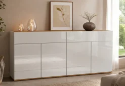 OTTO home Sideboard »Garda Kommode, Schrank, 4 Türen mit Push-to-Open, Made in Italy« Hochglanzlackierte Fronten,2 Schubladen, grifflos Breite 160,1 cm