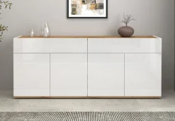 OTTO home Sideboard »Garda Kommode, Schrank, 4 Türen mit Push-to-Open, Made in Italy« Hochglanzlackierte Fronten,2 Schubladen, grifflos Breite 160,1 cm