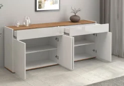 OTTO home Sideboard »Garda Kommode, Schrank, 4 Türen mit Push-to-Open, Made in Italy« Hochglanzlackierte Fronten,2 Schubladen, grifflos Breite 160,1 cm