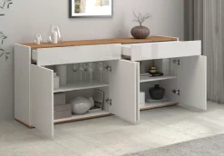 OTTO home Sideboard »Garda Kommode, Schrank, 4 Türen mit Push-to-Open, Made in Italy« Hochglanzlackierte Fronten,2 Schubladen, grifflos Breite 160,1 cm