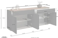 OTTO home Sideboard »Garda Kommode, Schrank, 4 Türen mit Push-to-Open, Made in Italy« Hochglanzlackierte Fronten,2 Schubladen, grifflos Breite 160,1 cm