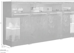 OTTO home Sideboard »India,Breite 182cm, stilvolle Kommode mit Glastüren« Kombikommode viel Stauraum, Einlegeböden verstellbar,ohne Beleuchtung