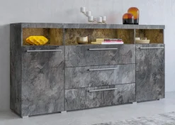 OTTO home Sideboard »India,Breite 182cm moderne Anrichte 2Türen,3 Schubladen, Kombikommode« Kommode viel Stauraum, Einlegeböden verstellbar,ohne Beleuchtung