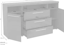 OTTO home Sideboard »India,Breite 182cm moderne Anrichte 2Türen,3 Schubladen, Kombikommode« Kommode viel Stauraum, Einlegeböden verstellbar,ohne Beleuchtung