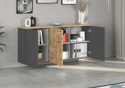 OTTO home Sideboard »ISEO, Kommode, Schrank, Sideboard, Lowboard, 6 Fächer, Breite 150 cm« 1 Stk. tlg. stehend/hängend, 3 Türen, 6 Fächer, Breite 150 cm