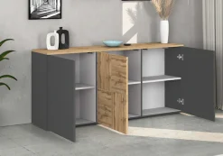 OTTO home Sideboard »ISEO, Kommode, Schrank, Sideboard, Lowboard, 6 Fächer, Breite 150 cm« 1 Stk. tlg. stehend/hängend, 3 Türen, 6 Fächer, Breite 150 cm