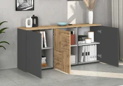 OTTO home Sideboard »ISEO, Kommode, Schrank, Sideboard, Lowboard, 6 Fächer, Breite 150 cm« 1 Stk. tlg. stehend/hängend, 3 Türen, 6 Fächer, Breite 150 cm