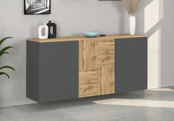 OTTO home Sideboard »ISEO, Kommode, Schrank, Sideboard, Lowboard, 6 Fächer, Breite 150 cm« 1 Stk. tlg. stehend/hängend, 3 Türen, 6 Fächer, Breite 150 cm