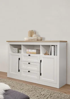 OTTO home Sideboard »Ismund« aus MDF, mit Holz-Zierleiste, schwarzen Metallgriffen, Höhe 95 cm