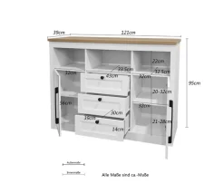 OTTO home Sideboard »Ismund« aus MDF, mit Holz-Zierleiste, schwarzen Metallgriffen, Höhe 95 cm