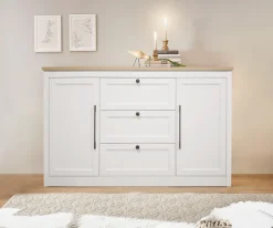 OTTO home Sideboard »Ismund« aus MDF, mit Holz-Zierleiste, schwarzen Metallgriffen, Höhe 93 cm