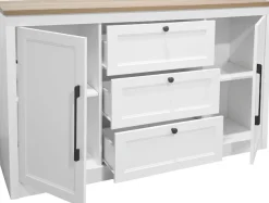 OTTO home Sideboard »Ismund« aus MDF, mit Holz-Zierleiste, schwarzen Metallgriffen, Höhe 93 cm