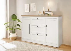 OTTO home Sideboard »Ismund« aus MDF, mit Holz-Zierleiste, schwarzen Metallgriffen, Höhe 93 cm