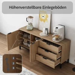 OTTO home Sideboard »Jorinde« Melaminoberfläche, flexibler Stauraum und robustes Metallgestell