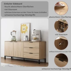 OTTO home Sideboard »Jorinde« Melaminoberfläche, flexibler Stauraum und robustes Metallgestell