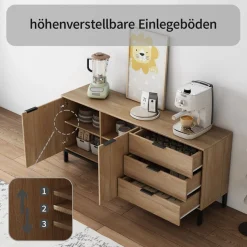 OTTO home Sideboard »Jorinde« Melaminoberfläche, flexibler Stauraum und robustes Metallgestell