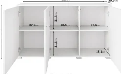 OTTO home Sideboard »Kenia, moderne grifflose Kommode mit 3 Türen, Breite 120 cm« 1 Stk. tlg. Push-to-Open-Fronten, höhenverstellbaren Einlegeböden