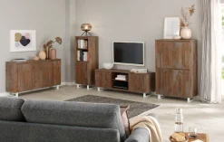 OTTO home Sideboard »Lagos« Kommode aus massivem Kiefernholz, mit weiß lackiertem Beingestell
