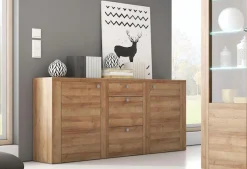 OTTO home Sideboard »Larona, zeitlose Kommode mit 2 Türen, 3 Schubkästen, Türkommode,« Höhe 84 cm, viel Stauraum, Anrichte mit dekorativer Rahmenoptik