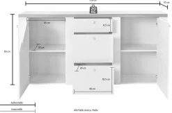 OTTO home Sideboard »Larona, zeitlose Kommode mit 2 Türen, 3 Schubkästen, Türkommode,« Höhe 84 cm, viel Stauraum, Anrichte mit dekorativer Rahmenoptik