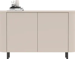 OTTO home Sideboard »Lido, 181 cm breit, 3 Türen, Anrichte, Kommode, Stauraumschrank« Formgebogenes MDF, Stirnseiten mit Rundung, Push-to-open, Metallfüße