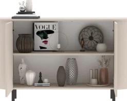 OTTO home Sideboard »Lido, 181 cm breit, 3 Türen, Anrichte, Kommode, Stauraumschrank« Formgebogenes MDF, Stirnseiten mit Rundung, Push-to-open, Metallfüße