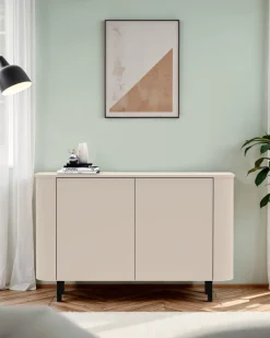 OTTO home Sideboard »Lido, 181 cm breit, 3 Türen, Anrichte, Kommode, Stauraumschrank« Formgebogenes MDF, Stirnseiten mit Rundung, Push-to-open, Metallfüße