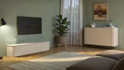 OTTO home Sideboard »Lido, 181 cm breit, 3 Türen, Anrichte, Kommode, Stauraumschrank« Formgebogenes MDF, Stirnseiten mit Rundung, Push-to-open, Metallfüße