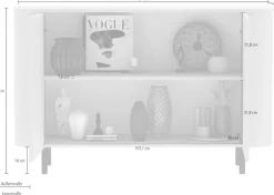 OTTO home Sideboard »Lido, 181 cm breit, 3 Türen, Anrichte, Kommode, Stauraumschrank« Formgebogenes MDF, Stirnseiten mit Rundung, Push-to-open, Metallfüße