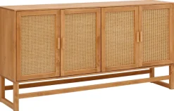 OTTO home Sideboard »Linz« Kommode mit Rattangeflecht auf den Türfronten, aus Massivholz