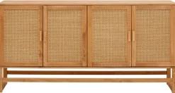OTTO home Sideboard »Linz« Kommode mit Rattangeflecht auf den Türfronten, aus Massivholz