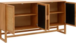 OTTO home Sideboard »Linz« Kommode mit Rattangeflecht auf den Türfronten, aus Massivholz