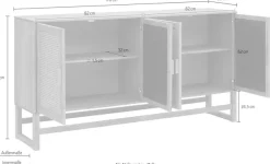 OTTO home Sideboard »Linz« Kommode mit Rattangeflecht auf den Türfronten, aus Massivholz