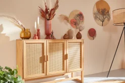 OTTO home Sideboard »Linz« Kommode mit Rattangeflecht auf den Türfronten, aus Massivholz