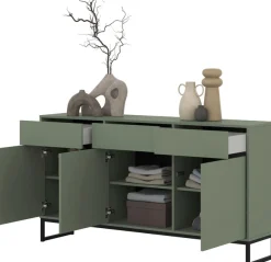 OTTO home Sideboard »Loft, Breite 157 cm, grifflose Kommode 3 Türen/3 Schubkästen.« Schubladenschrank mit viel Stauraum, Einlegeböden verstellbar