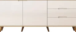 OTTO home Sideboard »Lund« mit glänzenden Fronten, Griffmulden, helles Holzdekor, Breite 180 cm