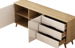 OTTO home Sideboard »Lund« mit glänzenden Fronten, Griffmulden, helles Holzdekor, Breite 180 cm