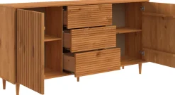 OTTO home Sideboard »MalmedyFront mit gefrästen Rillen« Kommode aus massivem Kiefernholz, Push-to-open, Breite 160 cm