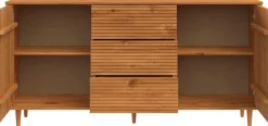 OTTO home Sideboard »MalmedyFront mit gefrästen Rillen« Kommode aus massivem Kiefernholz, Push-to-open, Breite 160 cm