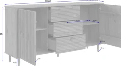 OTTO home Sideboard »MalmedyFront mit gefrästen Rillen« Kommode aus massivem Kiefernholz, Push-to-open, Breite 160 cm