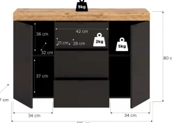 OTTO home Sideboard »MAMBO II, Breite 125 cm, 2 Türen, 3 Schubkästen« 1 Stk. tlg. Sideboard, Kommode, Wohnzimmer, Flur, Arbeitszimmer