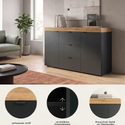OTTO home Sideboard »MAMBO II, Breite 125 cm, 2 Türen, 3 Schubkästen« 1 Stk. tlg. Sideboard, Kommode, Wohnzimmer, Flur, Arbeitszimmer