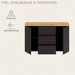 OTTO home Sideboard »MAMBO II, Breite 125 cm, 2 Türen, 3 Schubkästen« 1 Stk. tlg. Sideboard, Kommode, Wohnzimmer, Flur, Arbeitszimmer